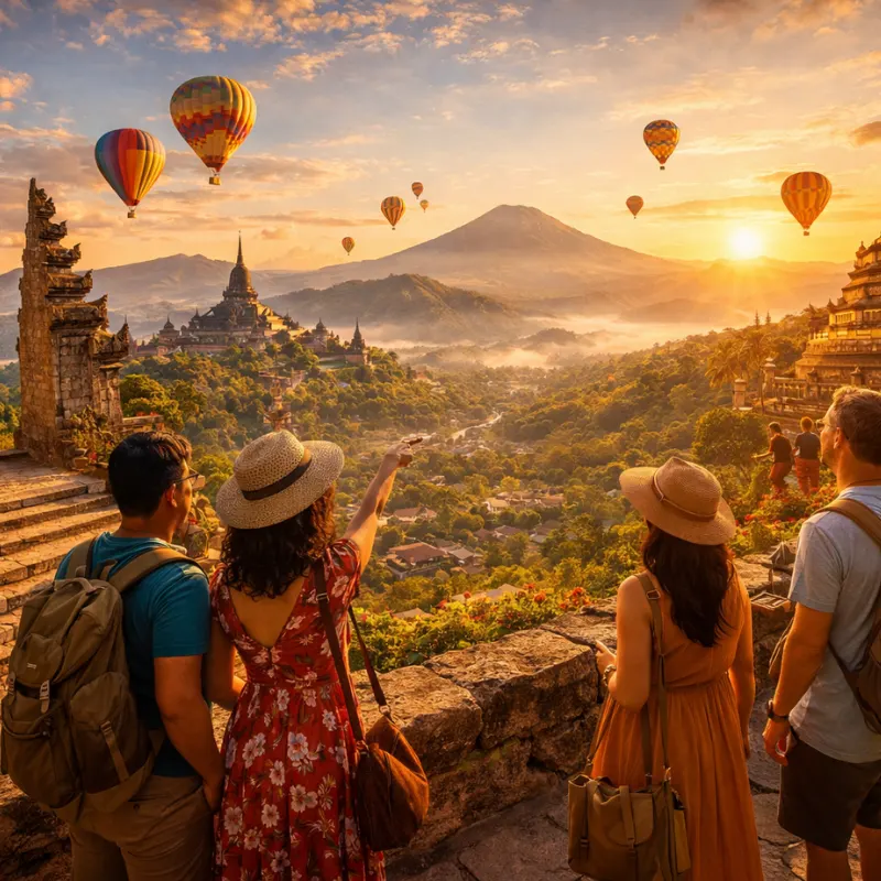 Holiday destination at sunset