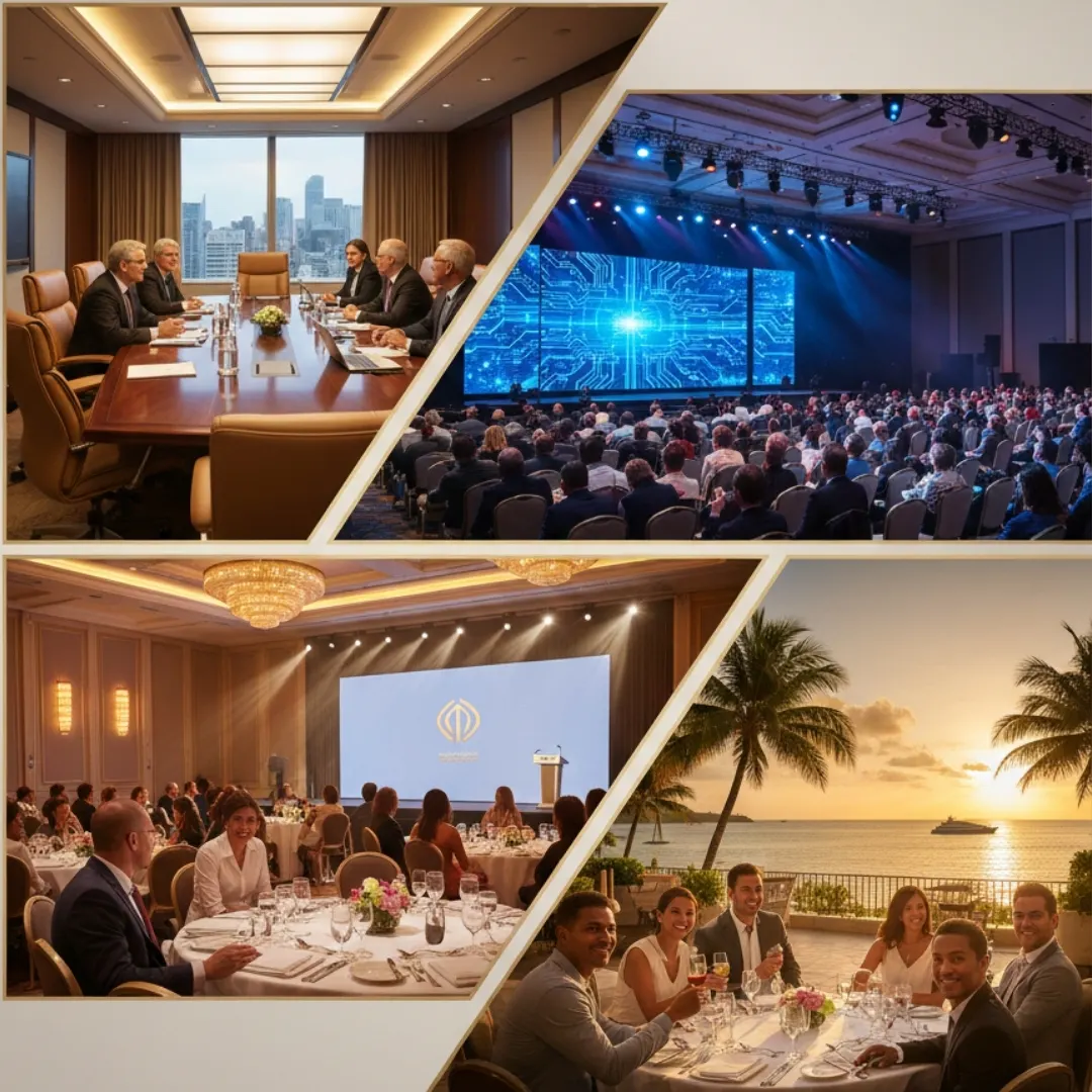 Corporate event set up in a conference venue